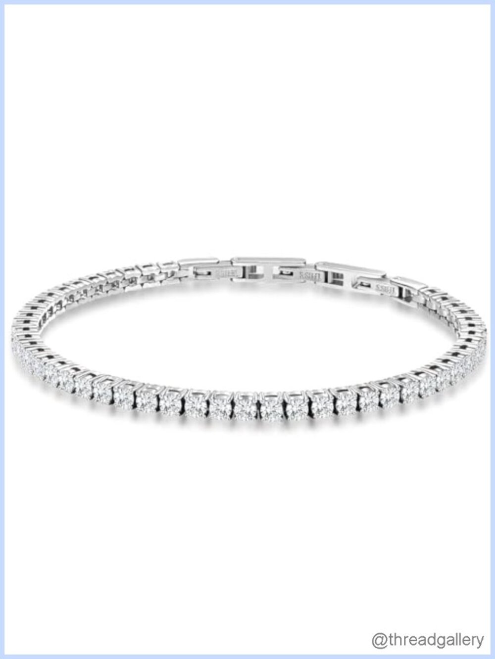 Stainless Steel CZ Tennis Bracelet Adjustable Chain